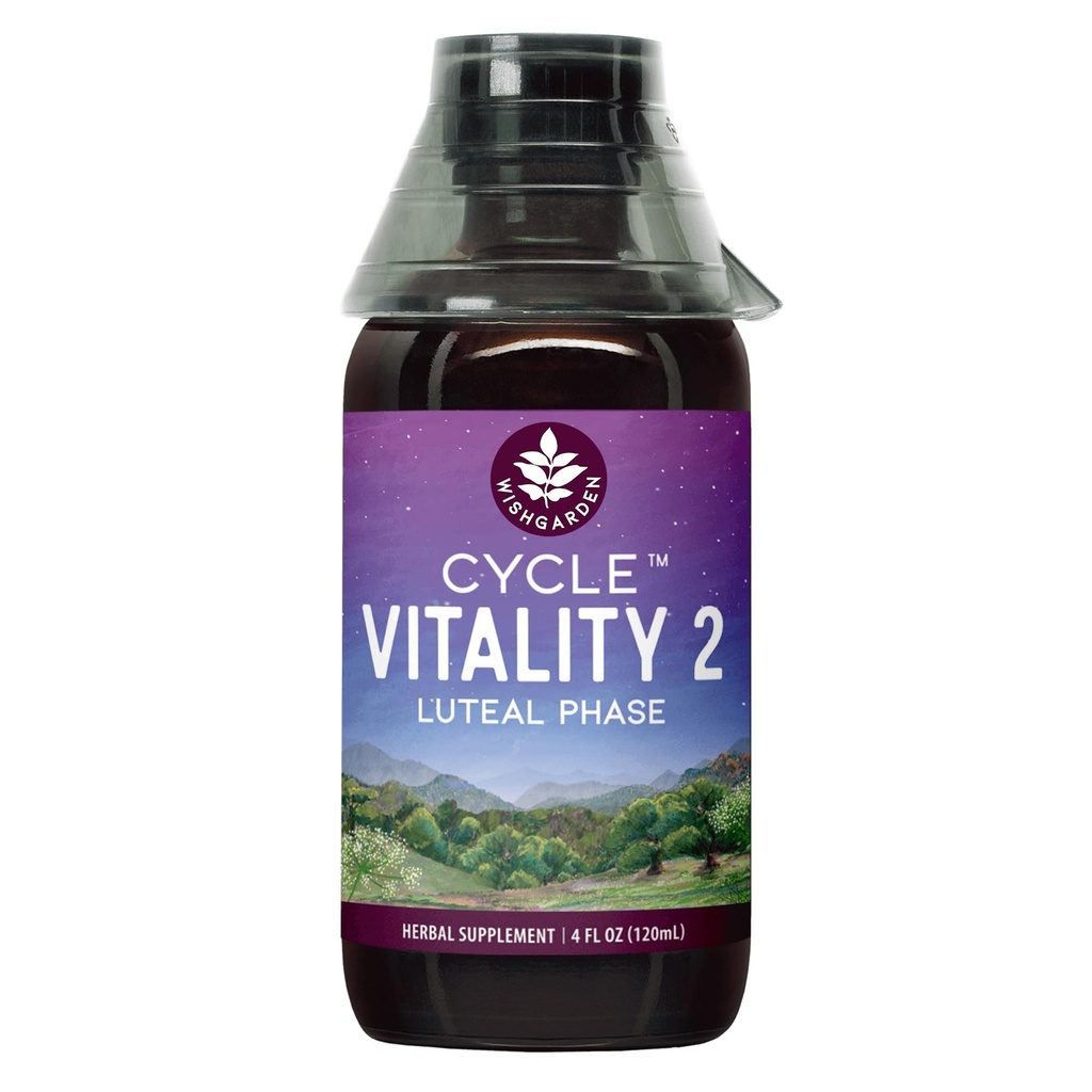 WishGarden Herbs Cycle Vitality 2 Faza luteal - Plant- oparte suplement progesteronu z dzikim Yam & Vitex Chasteberry obsługuje zdrowe cykle menstruacyjne, płodność i zdrowe poziomy progesteronu, 4oz