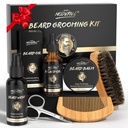 POP MODERN.C Beard Growth Kit Beard Grooming Kit 6pcs Beard Wash Shampoo Beard Oil Balm Beard Comb Brush nożyce