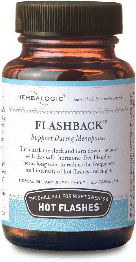 Herbalogic - Kapsułki Herb Flashback - Natural Relief for Menopauzal Hot Flashs, nocne poty, bezsenność, drażliwość i huśtawki nastrojów - 30 Cap Count