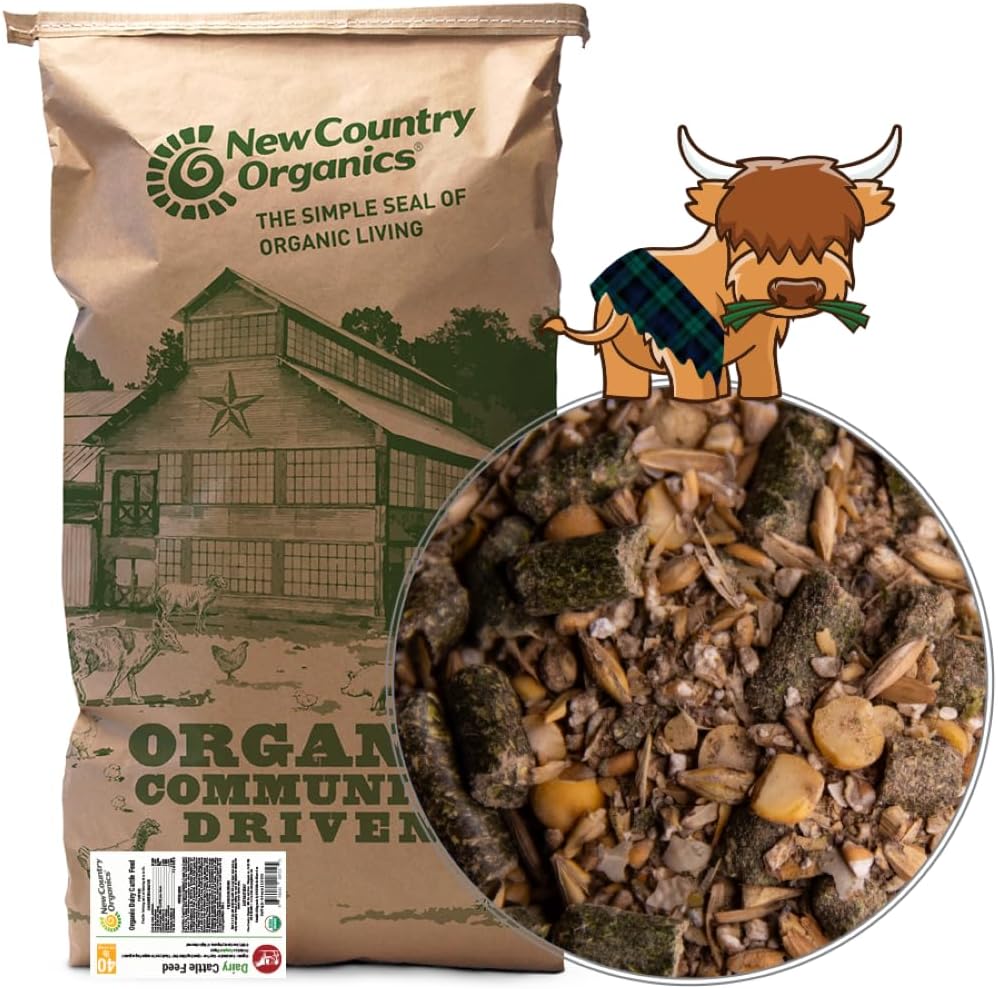New Country Organics | Cattle Feed for Dairy Cattle | Soy-Free & Corn-Free | 16% Protein | Certified Organic and Non-GMO | 40 lbs