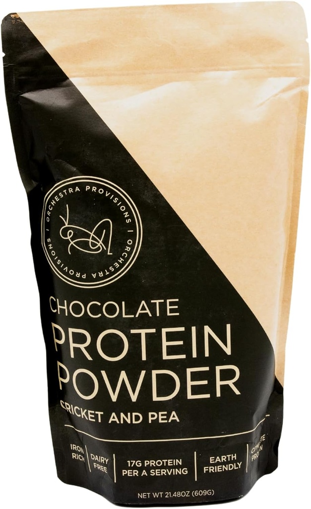 Chocolate Cricket and Pea Protein Powder Blend, 17g pełnoporcjowego białka, bezmleczanowego, bezwhey-