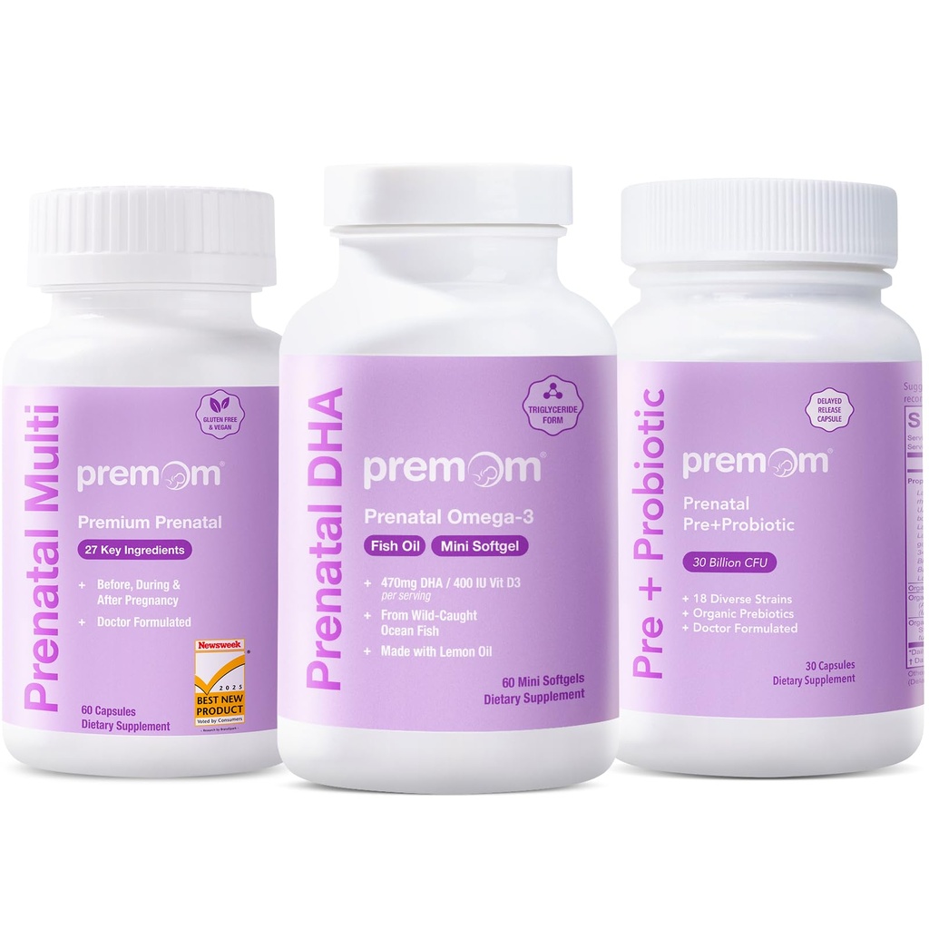 Premama Probiotyki Prenatalne + Prenatalna DHA Olej rybny + Prenatalna Witamina Formuły