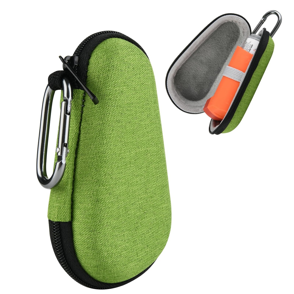 Beautyflier Astma Inhaler Travel Case, Przenośne puzzle Carry Case dla Inhaler z Clip- On Carabiner, EVA Travel Handy Protective Holder dla dorosłych i dzieci, Inhaler nie zawiera (4IN, Green)