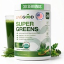 LiveGood Super Zielony Proszek Superfood Organiczny z proszkiem do trawy pszennej, Codzienne Superfood Proszek do wsparcia immunologicznego, Energia i Detox, Green Juice Proszek Suplement (30 Servings), 12.38 Oz