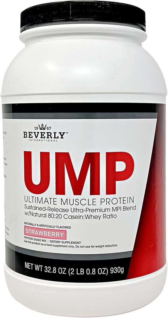 Beverly International UMP Protein Powder, Truskawka. Unique Whey- Casein Ratio Builds Lean Muscle. Łatwe w digeście.
