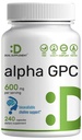Alpha GPC 600mg Per Serving, 240 kapsułki - Bioavailable Choline Replenishment -Nootropic Brain Health Supplements for Memory and Focus - Non-GMO, Gluten Free
