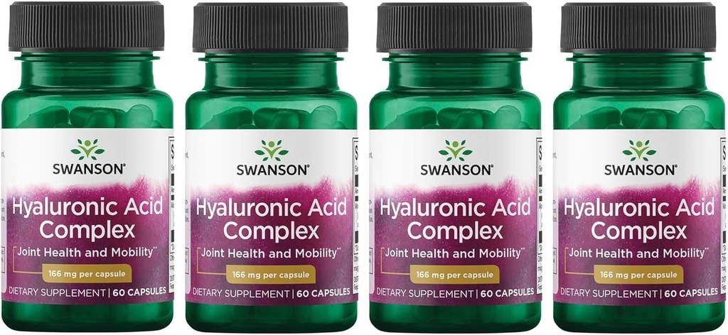 Swanson Hyaluronic Acid Complex 166 mg 60 Caps (4 opakowania)