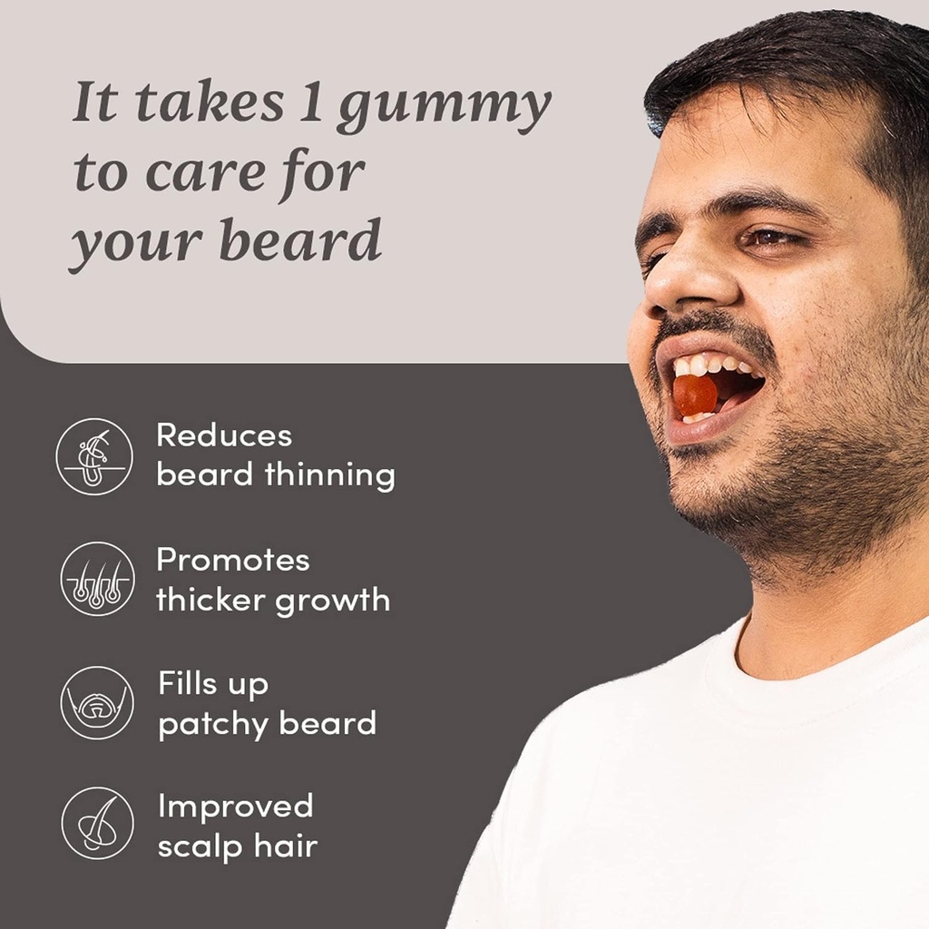 Beard Gummies dla mężczyzn 124; 30 Dni Pack 124; Gruby Beard, Stymulowane Follicles Beard & Poprawia Beard Gęstość Bear 124; Biotin, D- aspartic Acid & Creatine 124; Żelatyna wolna, 100% Wegan