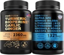 MEDCHOICE Turmeric & Ginger (120ct) i Nootropic Brain (60ct) Suplement Bundle - Wellness Duo dla Joint, Trawienie, Mózg, & Mood Support - Vegan, Non-GMO, Gluten- Free