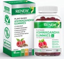 Renew Actives Ashwagandha 100MG na 4 Gummies - Pamięć, Focus & Energy Boost - Tradycyjnie używane jako odmłodzony Tonic - Wegan, Ziołowy Adaptogen - Made in Canada - 60 Gummies