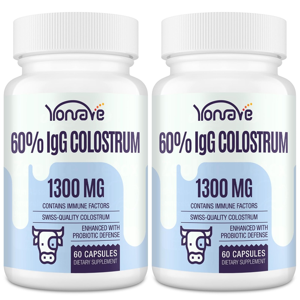 Bovine Colostrum Suplement kapsułki 1300mg - Extra High 60% IgG Bovine Colostrum - Gut, Kości, Ćwiczenia, Immune - 120 Kapsułki