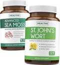 Sea Moss & St. John 's Wort (2- Month Supply) Mood Moss Blend - Organic Irish Sea Moss - Raw Vegan Supplement (120 Caps) & St John' s Wort with Powerful 900mcg Hypericin Vegan Non-GMO (120 kapsułki)