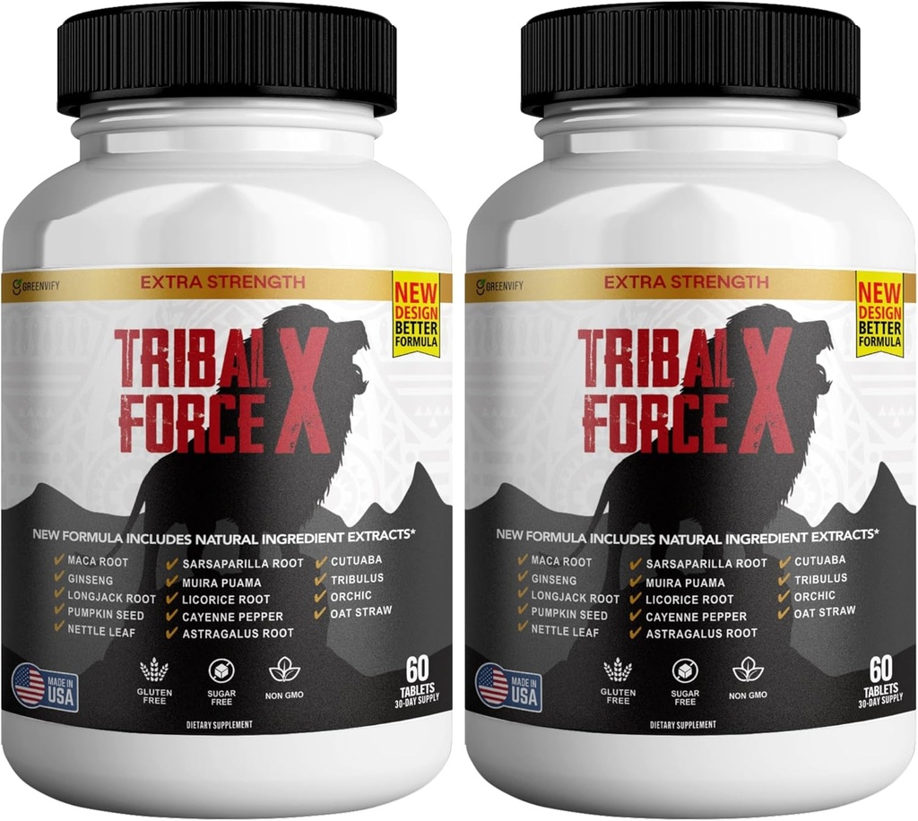 Tribal Force X Extra Siła Natural Supplement, 60 Tablets, Gluten Free, Non-GMO, 30 Day Supply (2)