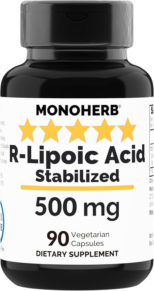 Kwas r- lipoinowy 500 mg - 90 Kapsułek Veg - stabilizowany kwas r- alfa- lipoinowy