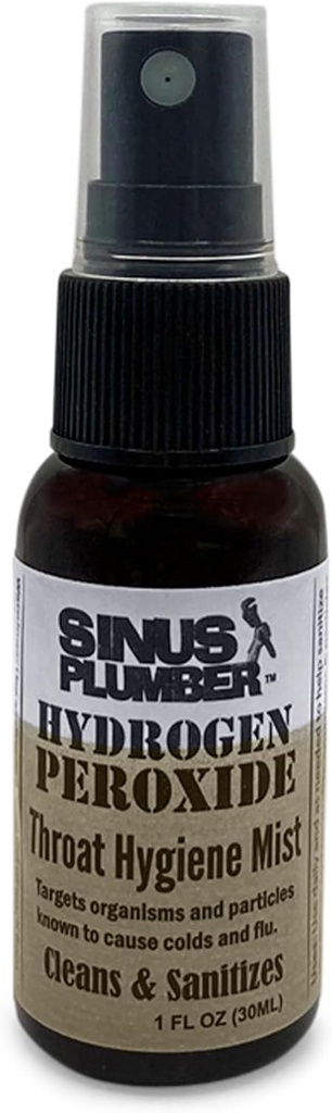 Sinus Plumber Hydrogen Peroxide Sore Throat Spray Cleans, Calms and Protects, Cold and Flu Formula