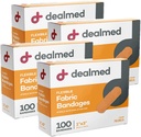 Dealmed Sterylne opatrunki kleju materiałowego - 1x3 Inch - 100 / Box - 4 Pudełka - Pakiet z pierwszą pomocą oddechową - Miękka opaska na rany rozpięte dla lekarzy, zestawy ratunkowe i klinika