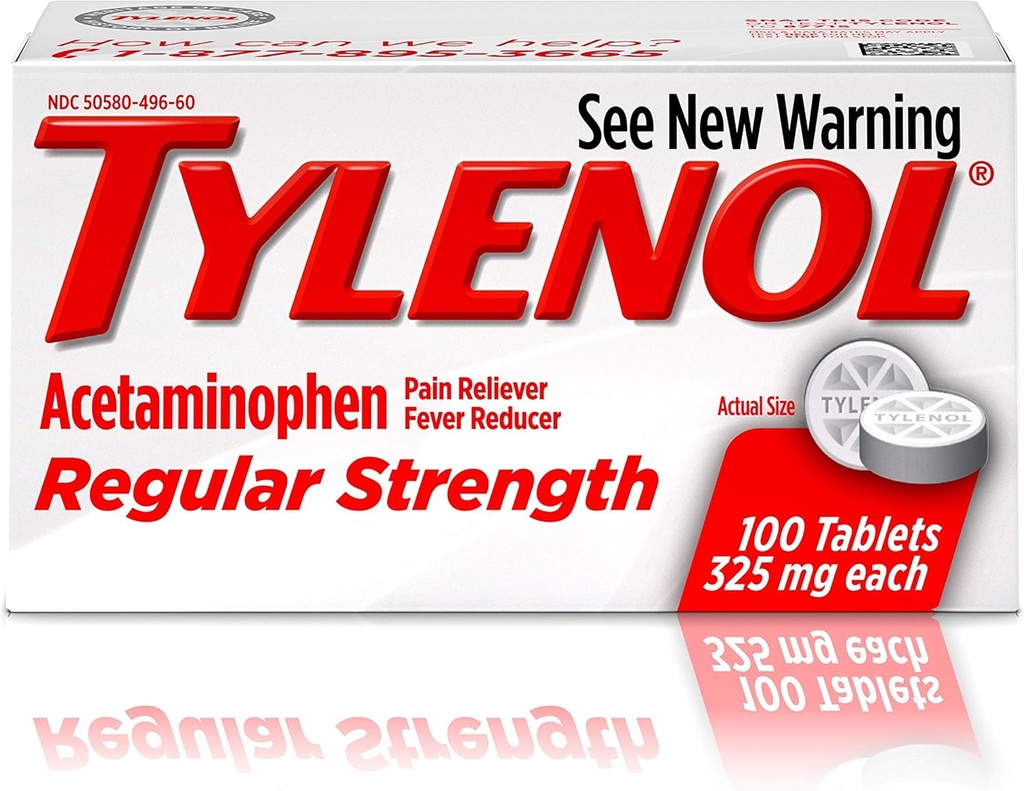 Tylenol Reg Strngth 100 's Rozmiar 100ct Tylenol 325 Mg Regularny ból siły Reliever