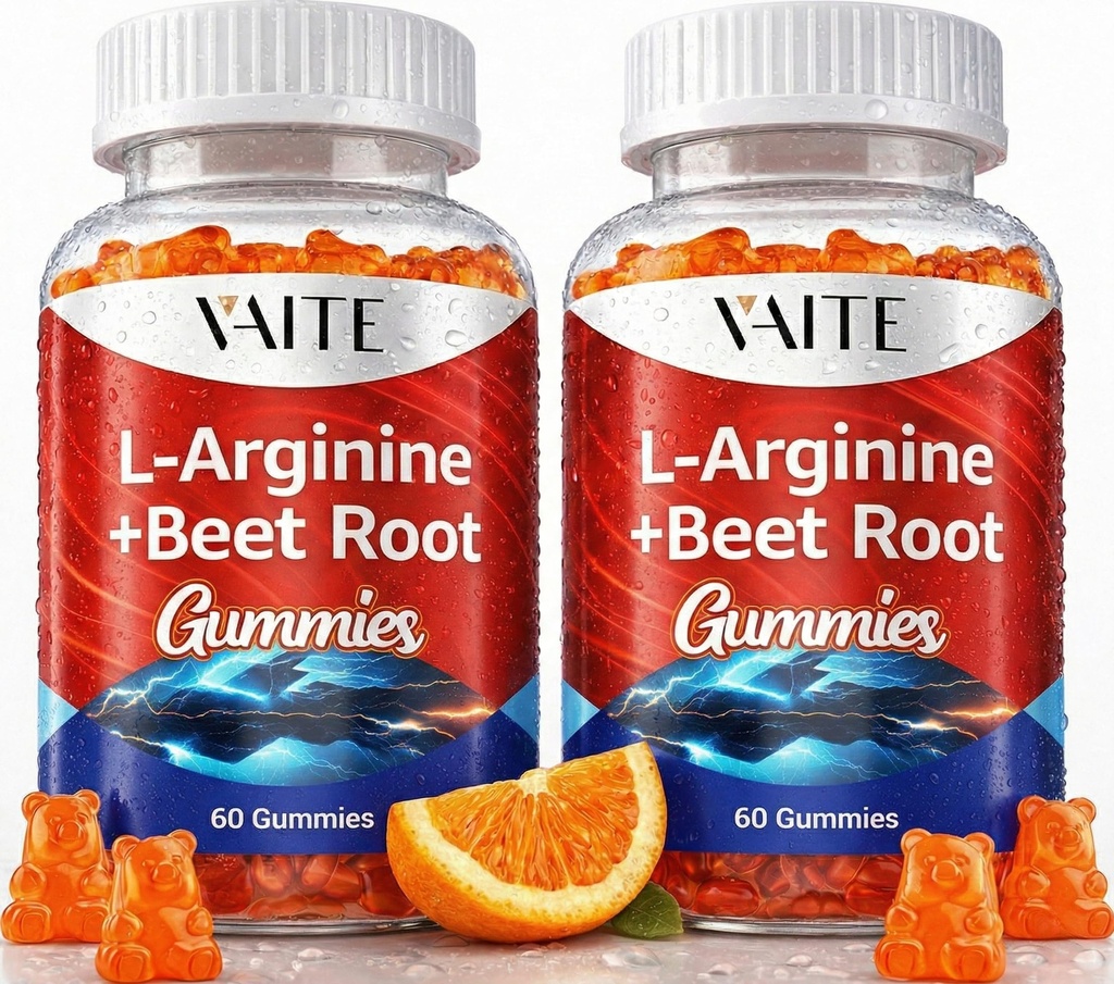 L Arginine 1000mg Suplement Buraka Gummies - Podwójna siła, Energy Boost, Wsparcie cyrkulacyjne i Stamina, Organic Chewable Beets Supplements for Men and Women, Wegan Gummy, Sugar- Free (2 Pack)