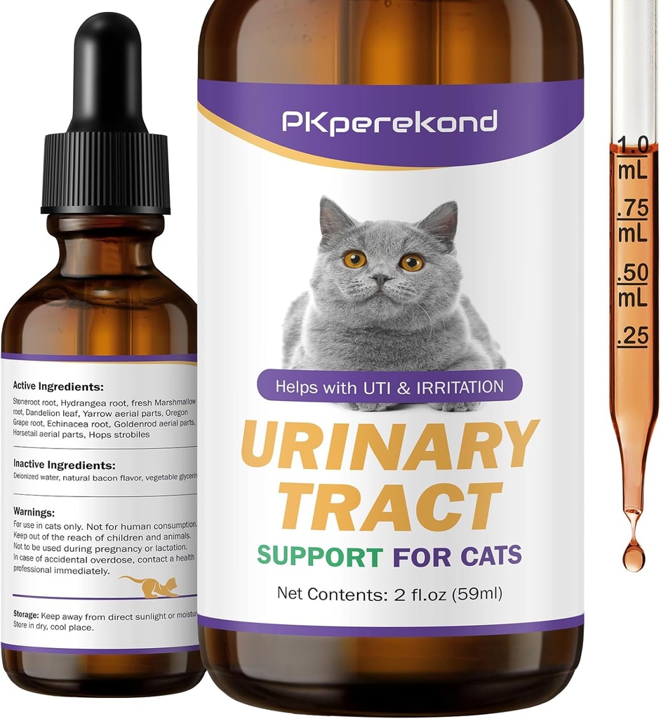 Urynary Tract Support for Cats - UTI Treatment for Cats - Urynary Tract Health, Relieves Urynary Crystals, Nerki i Bladder Supplement Supplement, 2 oz CATNEW