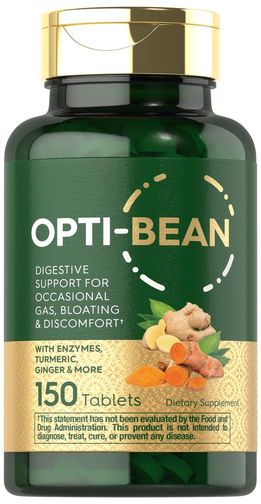 Carlyle Opti- Bean 124; 150 Tabletki 124; Wsparcie pokarmowe 124; Gaz, Bloating & Discomfort Enzym Mieszanka 124; Wegetariański, Non-GMO & Gluten
