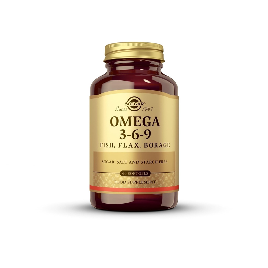 Solgar 1300 mg Omega 3- 6- 9- 60 Softgels - Wsparcie dla Joint & Skin Health - Non-GMO, Gluten Free - 20 Służb