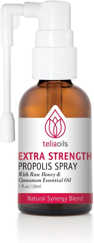 Teliaoles Propolis Spray Body 's Defense Support, Kojąca kaszel & ból gardła, Pomaganie podrażnienia jamy ustnej, przeziębienia, 100% naturalne, z miodem i cynamonem olejku esencyjnego.