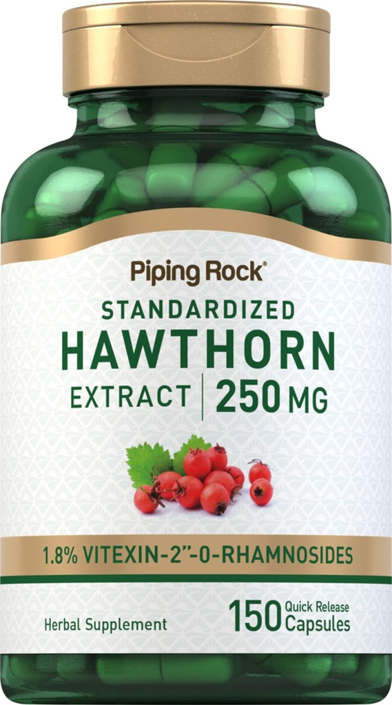 Piping Rock Hawthorn Berry Kapsułki 124; 250 mg 124; 150 tabletek 124; Herb Extract Supplement Supplement 124; Non-GMO, Gluten Free