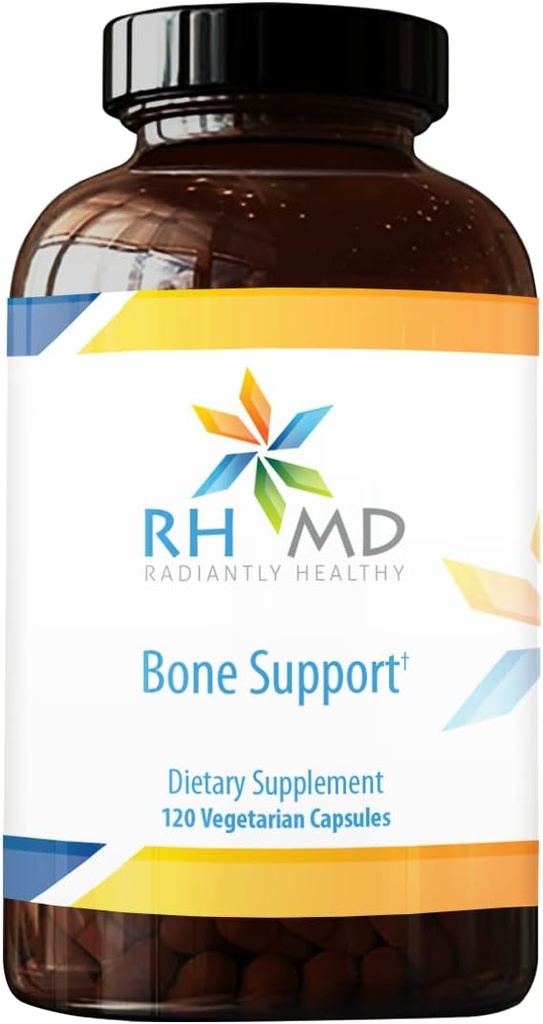 RHMD Bone Support Supplement Highly Absorbable Nutrients Calcium Malate, Magnesium, Zinc Bisglycinate Chelate, Vitamins D + K - Non-GMO, Soy Free(120 Vegetarian Capsules)