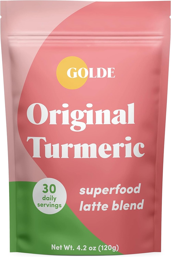 GOLDE - Superfood Latte Blend - Original Turmeric - Plant- Based w / Kokos, & Ginger - Vegan, Keto, Sugar- Free 30 Służenia
