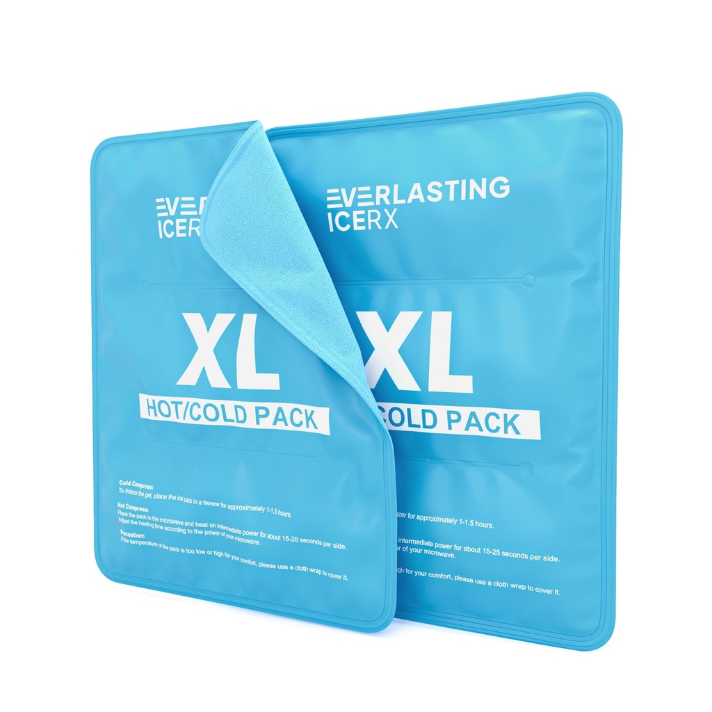 Pack wielokrotnego użytku dla urazów 124; 11 "x 14,5" - 2 Pack XL XML 124; Hot & Cold Pack 124; Duży pakiet lodu dla łagodzenia bólu pleców, miękkie opakowania lodu wielokrotnego użytku, elastyczne po zamrożeniu