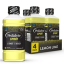 Pedialyte Sport Electrolyte Drink, Szybkie nawodnienie z 5 Kluczowe elektrolity do wsparcia mięśni Przed, Podczas, & Po ćwiczeniach, Lemon Lime, 1 Liter, Opakowanie po 4