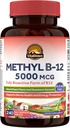 Witamina Witamina B12 (Metyl B12) 5000 µg, w pełni bioaktywna forma, Support Energy Production, Natural Peach Flavor, Zero Sugar, 240 Szybko rozpuszczalne tabletki