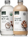 Naturalna siła kremowa karmel MCT Oil + Organic Full Spectrum MCT Olej - Bezglutenowy, Nie GMO, 100% czystego kokosowego MCTs z organicznych kokosów - Keto, Paleo i Wegan - 2x 16 Ounce szklanych butelek