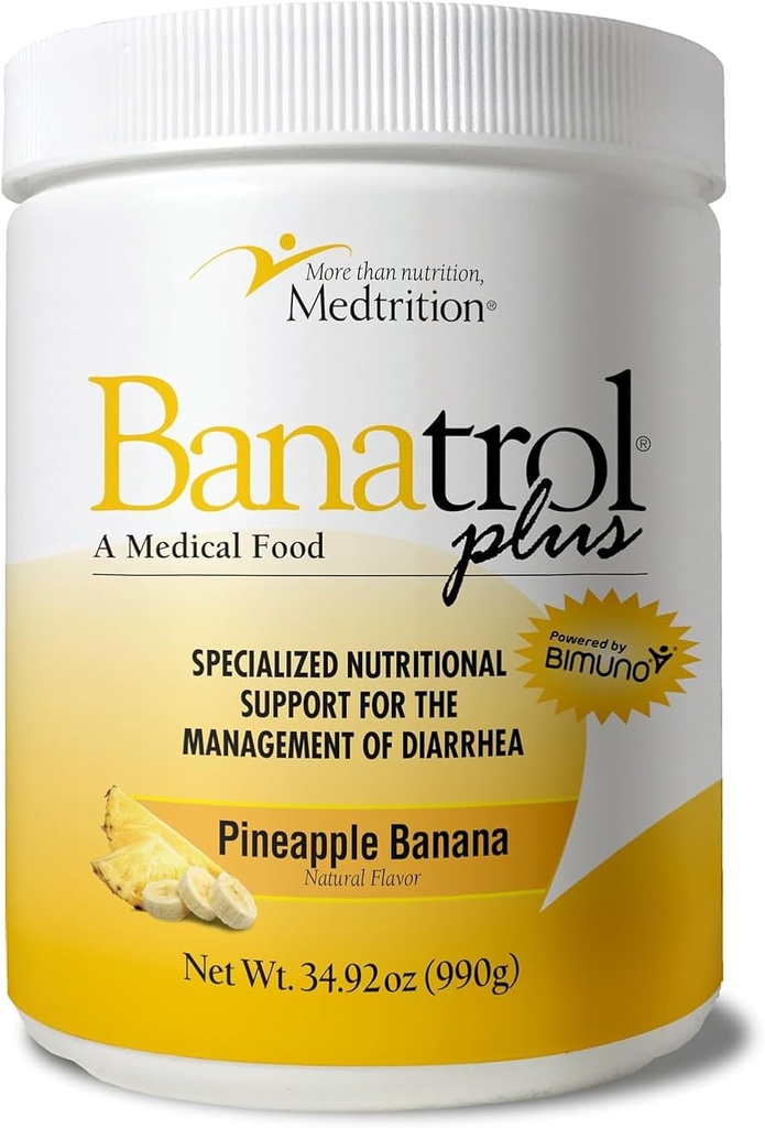 Medtrition Banatrol ® Natural Anti- Biegunka z prebiotykami, Ulga od przewlekłej Biegunka, IBS, Biegunka nawrotowa, Klinicznie wspomagane Medical Food, Non- Constipating 90 Służenie (Ananas)