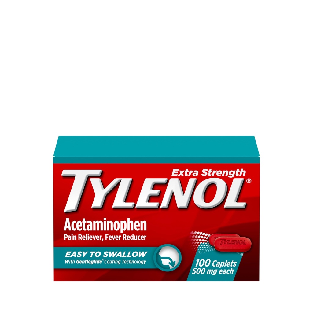 Tylenol Dodatkowa siła Łatwa do połknięcia Acetaminofen, Ból Reliever & Fever Reducer Coated Caplets dla dorosłych z Gentleglide Technology, 500 mg Acetaminofen