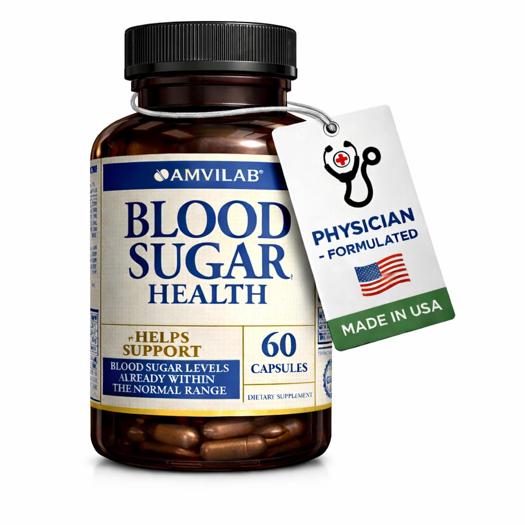 Krew Sugar Health Natural 20 Zioła i witaminy z cynamonem, kwas liponowy alfa do wspierania zdrowia, Non-GMO, dla mężczyzn Kobiety, Wspiera zdrowe poziomy energii - 60 Ziołowe pigułki - 30 Day Supply