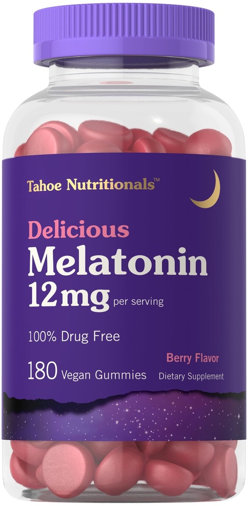 Carlyle Tahoe Nutritionals Melatonin Gummies 12 mg 124; 180 Hrabia 124; Berry Flavor Gummy Gummy 124; Drug Free Supplement Agreement 124; Vegan, Non-GMO, Gluten Free