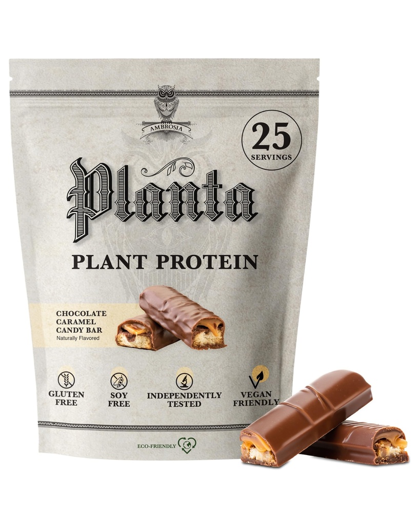 Ambrosia Plant Based Protein Powder 20g | Clean Vegan Pea Protein Powder | Gluten & Dairy Free, Keto Friendly, No Added Sugar | 25 Servings | Candy Bar