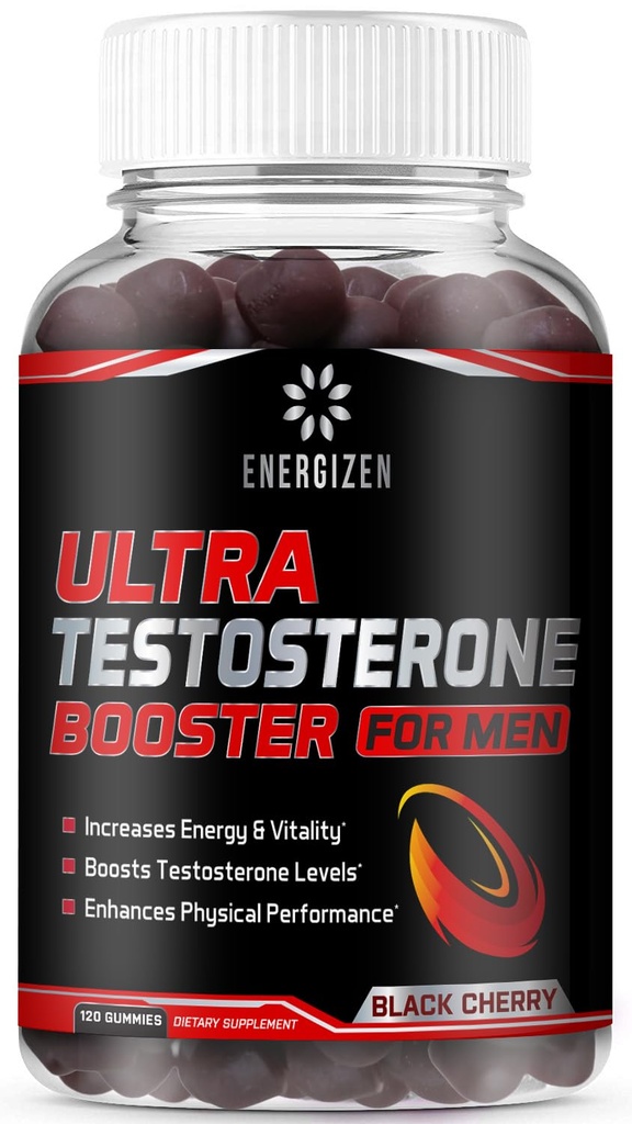 8in1 Testosteron Booster dla mężczyzn z Tongkat Ali, Kozieradka, Ashwagandha i Magnezu - Poprawa Libido & Hormonal Balance, Nie GMO Made in USA, Black Cherry, 120 Hrabia Gummies dla mężczyzn