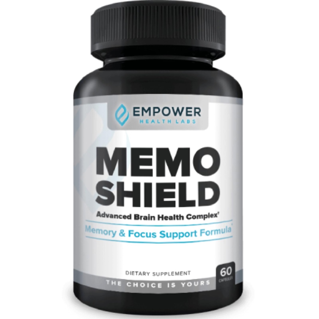 MemoShield Brain Health Supplement - Advanced Memory Support with Lion 's Mane, Bacopa Monnieri, and Ginkgo Biloba - Cognitive Function and Brain Health Formula - 60 kapsułki