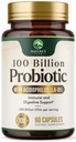 Probiotyka 100 Miliard CFU - 16 Probiotyczne cieśniny z prebiotykami - Wspiera immunologiczne, Gut Health, PH, Sporadyczne zaparcia, Gaz & Bloating - Suplement dla Kobiet i Mężczyzn, Półka Stabilna - 60 Kapsułki