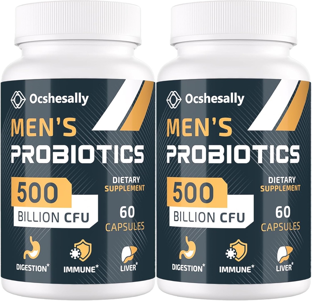 Probiotyki dla mężczyzn, 500 Miliard CFU & 12 Szczepy Mens probiotyczne, z Turmeric, Żurawina, Goji - Probiotyki dla Digestive Health, Gut, Immune & Bloating, Prostate & Urynary Tract Health, 120 kapsułki