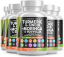 Turmeric Moringa Supplement Equipment 124; Ginger Boswellia Saffron - Suplement dla kobiet i mężczyzn z Cejlon Cynamon, Tart Cherry, Quercetin Czosnek Nettle Holy Basil - 5Pack