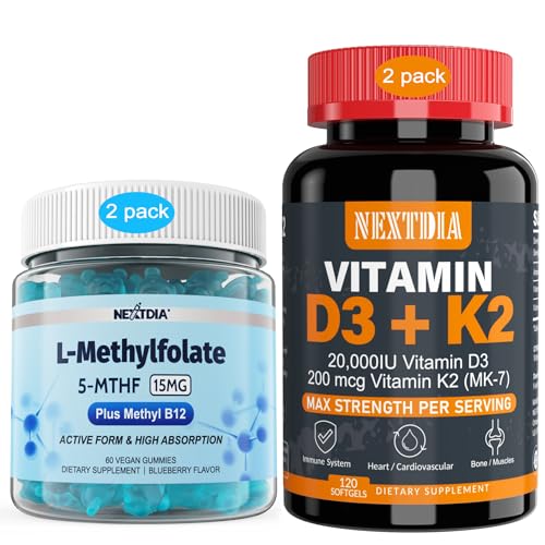 Witamina D3 20 000 j. m. + K2 (MK7) 200mcg, L- MetylFolan 15 mg & Metyl B12 Gumumie