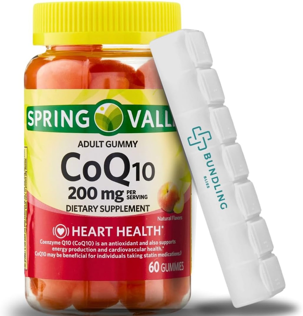 Spring Valley CoQ10 200mg Gummies, Suplement diety, 60 Count 7 dzień Pill Organizator Zawarte - 1 opakowanie