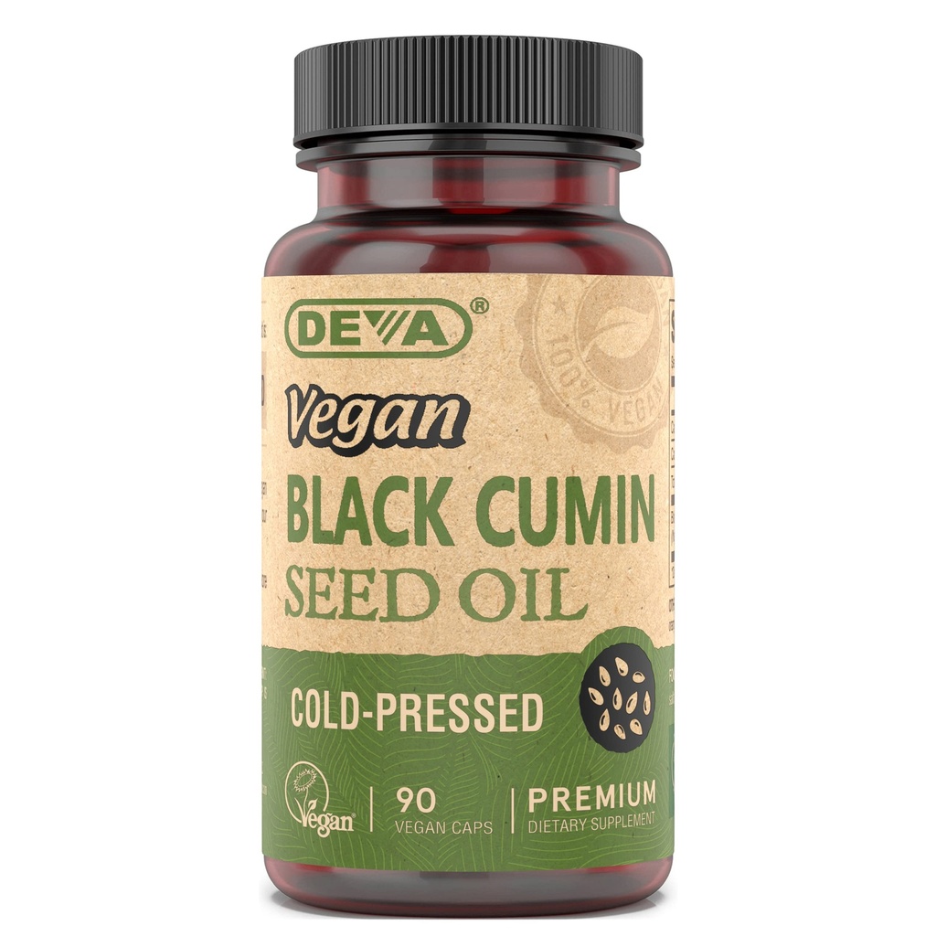 Deva Vegan Nutrition Black Cumin Seed Oil, Cold- Presset, Unrafinred, 90 kapsułki (Opakowanie po 3)