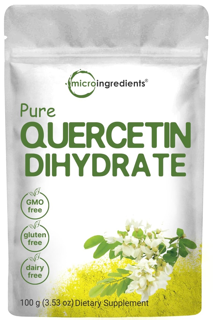 Czysty, dwuwodny proszek Quercetin, 500 mg Quercetin Per Serving, 100 Grams, Najbardziej Biodostępny Grade i wypełniacz wolny, Potężny Przeciwutleniacz Wspiera Energię, System immunologiczny, Brak GMO i Wegan