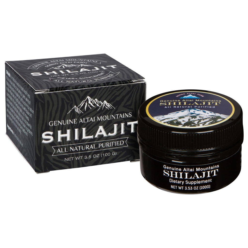 Sayan Pure Shilajit Resin 3.5oz / 100g, 660 Servings - Potent Organic Fulvic Acid Supplement - Wspiera system immunologiczny, Pamięć, Focus i zapewnia naturalną energię, Detox - Wegan, Non-GMO