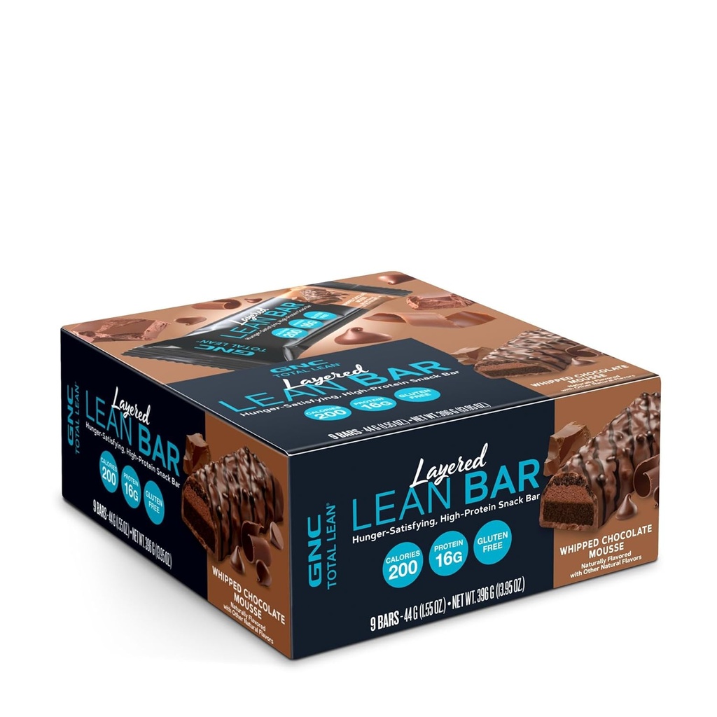 GNC Total Lean Warstwowy Bar Lean 124; Głód Zadowolający - Wysokie białko Snack Bar 124; Whipped Czekoladowy Mousse - 9 Barów