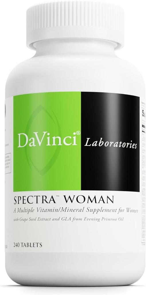 DaVinci Labs Spectra Kobieta - Suplement diety do wspierania zdrowia kości i potrzeb kobiet - z witamin, minerałów, wapnia, beta karoten, L-cysteina, ekstrakt z nasion winogron i więcej - 240 tabletek